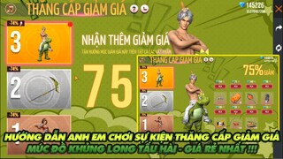 Free Fire| Hướng dẫn anh em sự kiện thăng cấp giảm giá kiếm bộ đồ khủng long hề hước cực rẻ nhất !