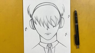 Easy anime sketch || how to draw anime boy wearing headphones