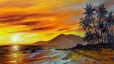 Tutorial melukis sunset di kanvas