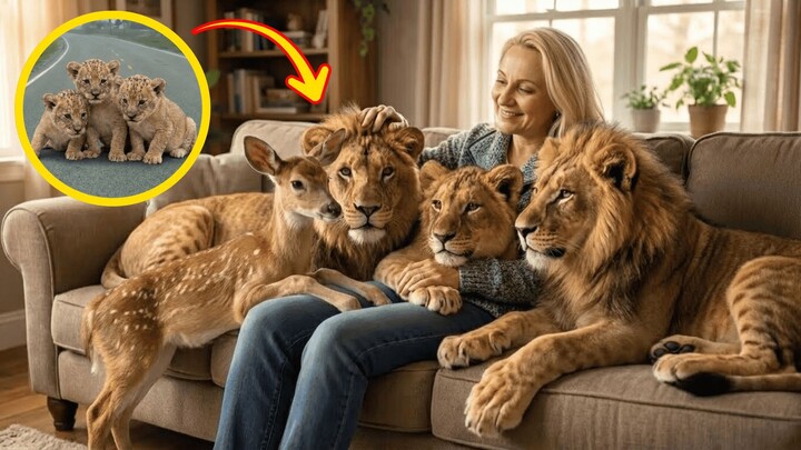 This girl rescued 3 abandoned lion cubs  Lion cubs rescue  lion cubs adopted  An