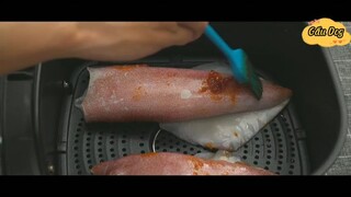 Mực nhồi cơm sốt sa tế 2 #amthuc