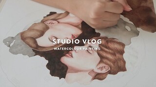 painting my artwork 'AFTERMOON' : studio vlog | mackcha