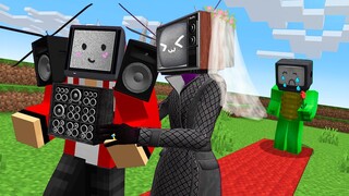 JJ MARRIED a TV WOMAN? MIKEY TV MAN LOST a FRIEND? in Minecraft - Maizen