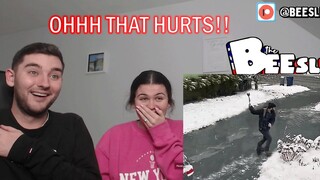 British Couple Reacts to PEOPLE VS. ICY DRIVEWAY FUNNY MOMENTS