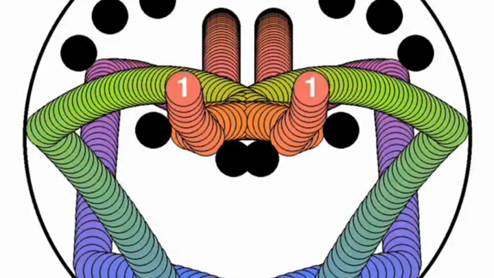 After time runs out, the small ball turns into an obstacle, displaying its trajectory—this is the mo