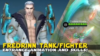 NEW TANK/FIGHTER HERO FREDRINN ENTRANCE ANIMATION! 4 SKILLS? NEW OP FIGHTER IN ADVANCED SERVER MLBB