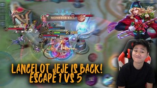 LANCELOT JEJE IS BACK! ESCAPE 1 VS 5 DIKIT LAGI TOP 1 LANCELOT! - Mobile Legends