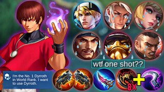 HOW TO DESTROY STRONG META HEROES USING DYRROTH? BEST ONE SHOT BUILD & EMBLEM 2022 OUTPLAY MLBB