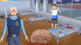 ตำรวจสามตาโจมตีเมืองซากุระกำลังมองหาสมอง️ Yuta Mio กลัว Sakura School Simulator สยองขวัญ