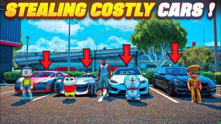 Costly Cars “🚗” Stealing Challenge In GTA5 With Shinchan Doraemon Nobita & Shiva Hulk😱 Full Fun🤣