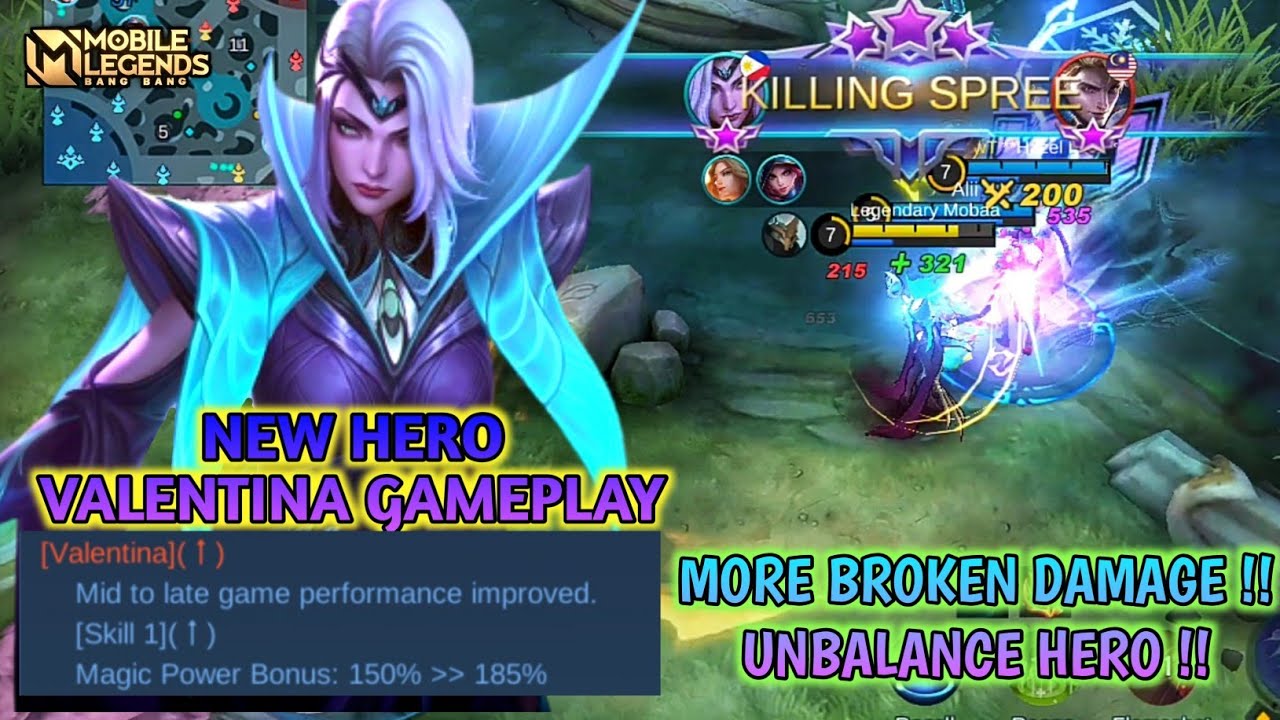 New Hero Valentina Gameplay , Overpower Mage - Mobile Legends Bang Bang 