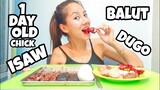 FILIPINO STREET FOOD MUKBANG / Balut, One day Old Chick, Isaw, Dugo, Fishball, kikiam, etc.