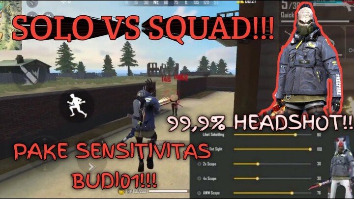 SOLO VS SQUAD!! SENSITIVITAS BANG BUDI01 EMANG TER EAK..EAK.. 99,9% Headshot!!