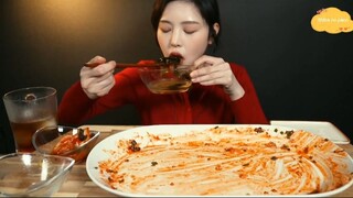 Cơm, canh rong biển, tôm ghẹ ướp cay cuối #amthuc