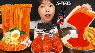 ASMR MUKBANG| 직접 만든 떡볶이 양념치킨 먹방 & 핵불닭 & 레시피 BLACK BEAN NOODLES AND FRIED CHICKEN EATING