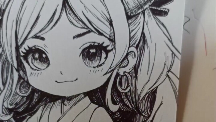 menggambar Yamato dari One Piece versi mini