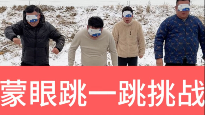 Blindfolded Jump Challenge in the Snow: Rock-Paper-Scissors Edition!