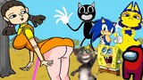 어몽어스 오징어 게임 Squid Game 8 Cartoon Cat Zone Ankha Talking Tom Sonic Among Us SpoungeBob