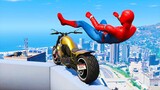 GTA 5 Spiderman Epic Bike Jumps #8 - Spider-Man Stunt & Fails, Gameplay
