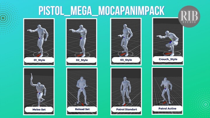 Pistol_Mega_MocapAnimPack 手枪_超级_动作捕捉动画包 - Unity