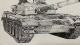 Sketsa】【Lukisan titik pena gel】Lukisan salju Tank tempur utama Tipe 99