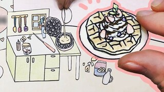 [Animasi stop-motion] Lucu sekali hingga hampir meleleh ~ Pembuatan wafel swalayan super mini |