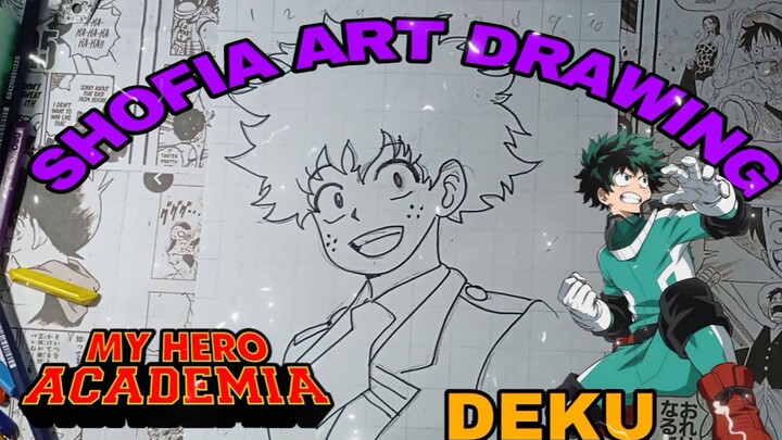 drawing deku dari anime my hero academia