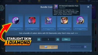 BUYING STARLIGHT SKIN ONLY 1 DIAMOND | FREE STARLIGHT CHEST BOX | Mobile Legends: Bang Bang