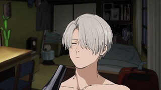 Video pendek YURI!!! on ICE. Victor sedang mengeringkan rambut