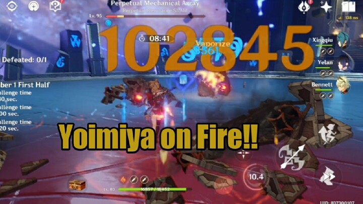 Yoimiya Machine gun on fire - Genshin Impact