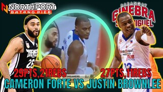 Justin Brownlee (Ginebra) vs Cameron Forte (NorthPort) sa ABL|Alab Pilipinas vs Formosa Dreamers