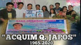 ACQUIM Q. JAPOS 1965-2020/THE RACE IS OVER/Pasta Sanfrancisco,Agusan del Sur