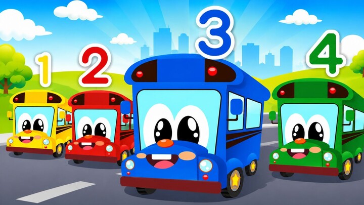 Ten Little Buses | Bus Song for Kids | Counting 1 to 10 | 十辆小巴士 | 儿童歌曲