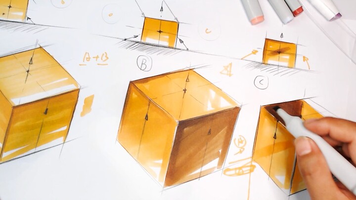 Three Common Marker Coloring Techniques in Product Design Sketching