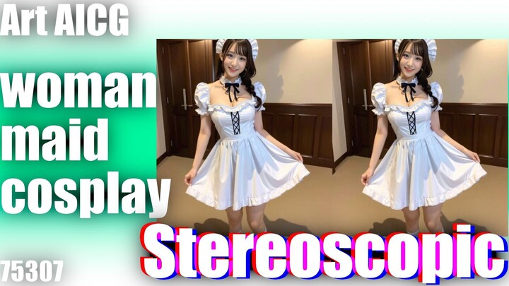 [AICG 立体视] woman maid cosplay 75307 人工智能之美与人工智能艺术灵感