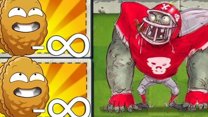 PvZ2 Challenge – 999 Plants Level 1 vs. Football All-Star Zombie Level 50: Who Will Win?