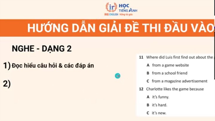 Workshop Hướng dẫn giải đề tiếng Anh đầu vào cho tân sinh viên bách khoa (2)