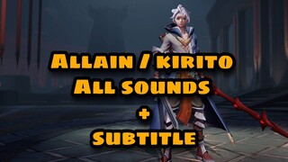 Allain / kirito voicelines | NEW Hero Allain all sounds + English subtitle | AoV YouTube