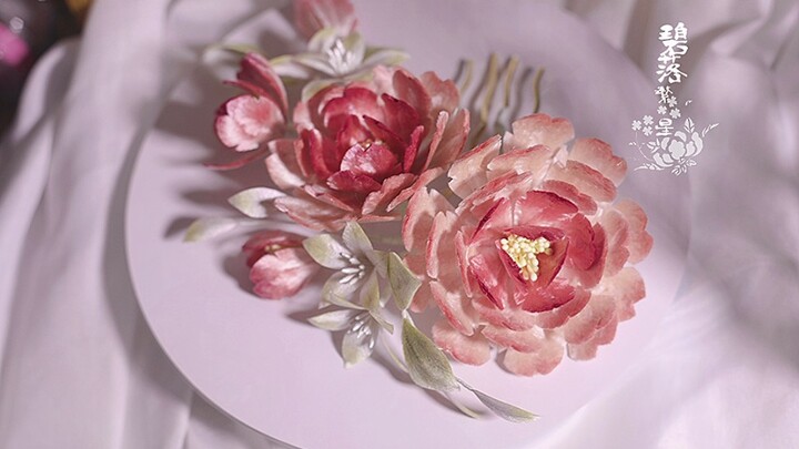 【Hoa nhung】Trâm cài tóc hoa nhung siêu dễ thương, hồng hào đáng yêu