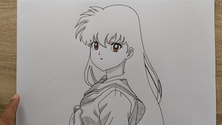 Cara Menggambar Kagome dari Anime Inuyasha