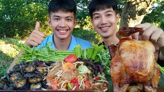 ตำปูสดกุ้งตัวใหญ่ๆ ไก่ย่างมาเป็นตัวแซ่บนัวร์สุดๆ