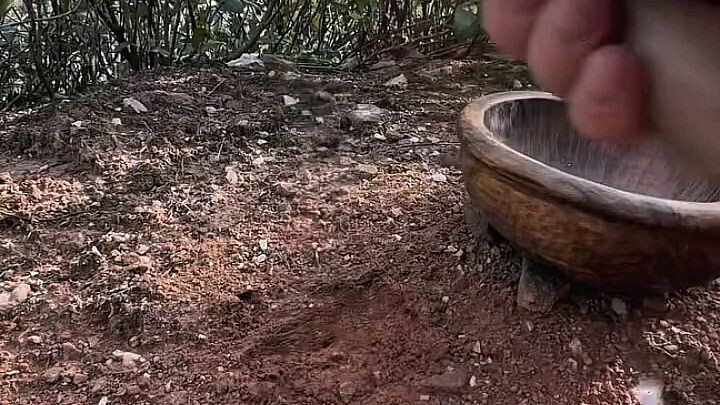 Chicken grilled in mud in the wild 🐓🪵🔥💦