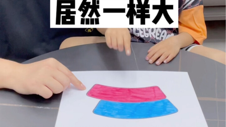 What your eyes see isn’t always real: the red and blue lines are actually the same length, leaving t