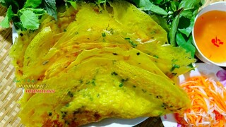 làm Bánh Xèo, cách pha bột đổ bánh xèo giòn rụm & nước chấm bánh xèo ngon tuyệt...
