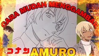 CARA MUDAH MENGGAMBAR ANIME DETEKTIF CONAN, AMURO
