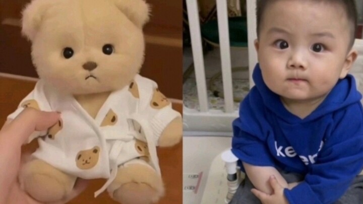 It turns out that he hugs a little bear that looks very similar to himself every day!