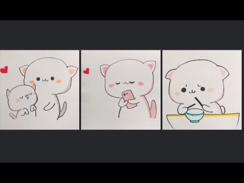 1001 cách vẽ hình mèo cute đơn giản: how to draw kute cat/ love sticker/  mochi/ icon- KC art - Bilibili