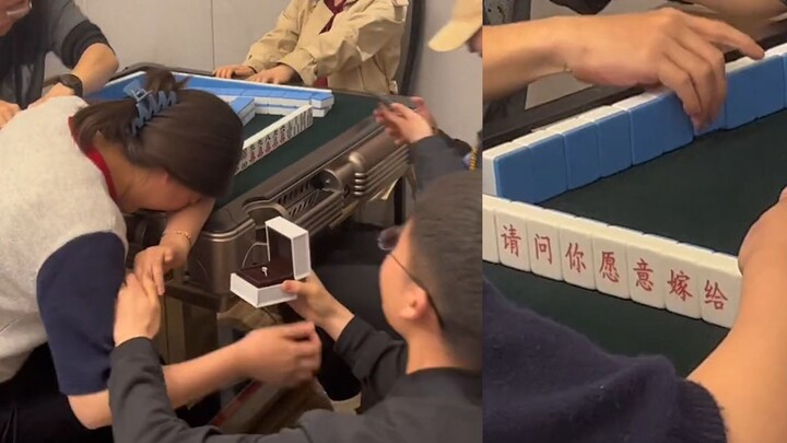 Saat pacar sedang main mahjong lalu ke toilet, pria itu mengganti kartu dan langsung berlutut dengan