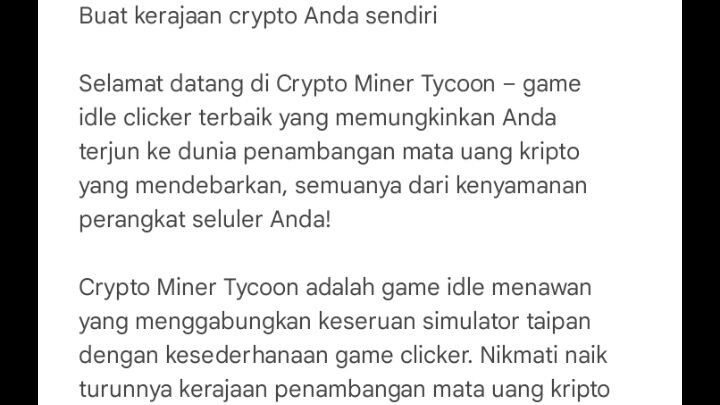 Crypto Miner Tycoon [Pembuat Game: MTAG PUBLISHING LTD] (Minggu 24 Desember 2023 15:01)