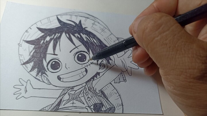 menggambar chibi Luffy one piece